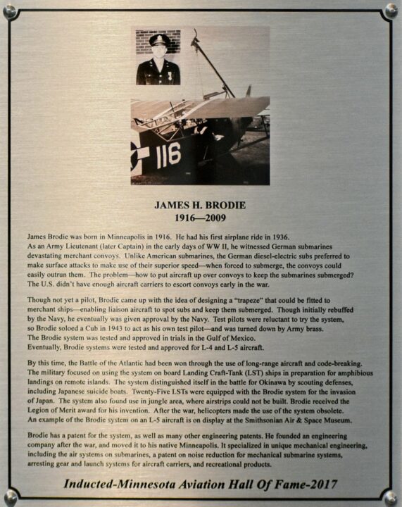 James H. Brodie Minnesota Aviation Hall Of Fame